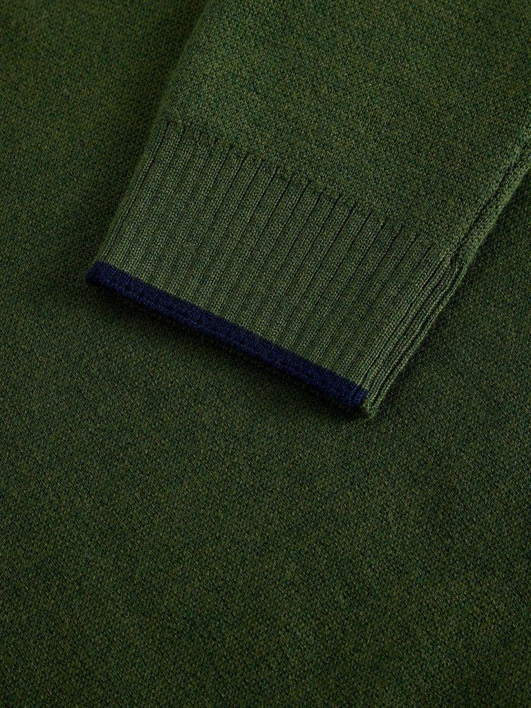 Newport Merino Funnel Neck in KHAKI GRN - FLAT DETAIL