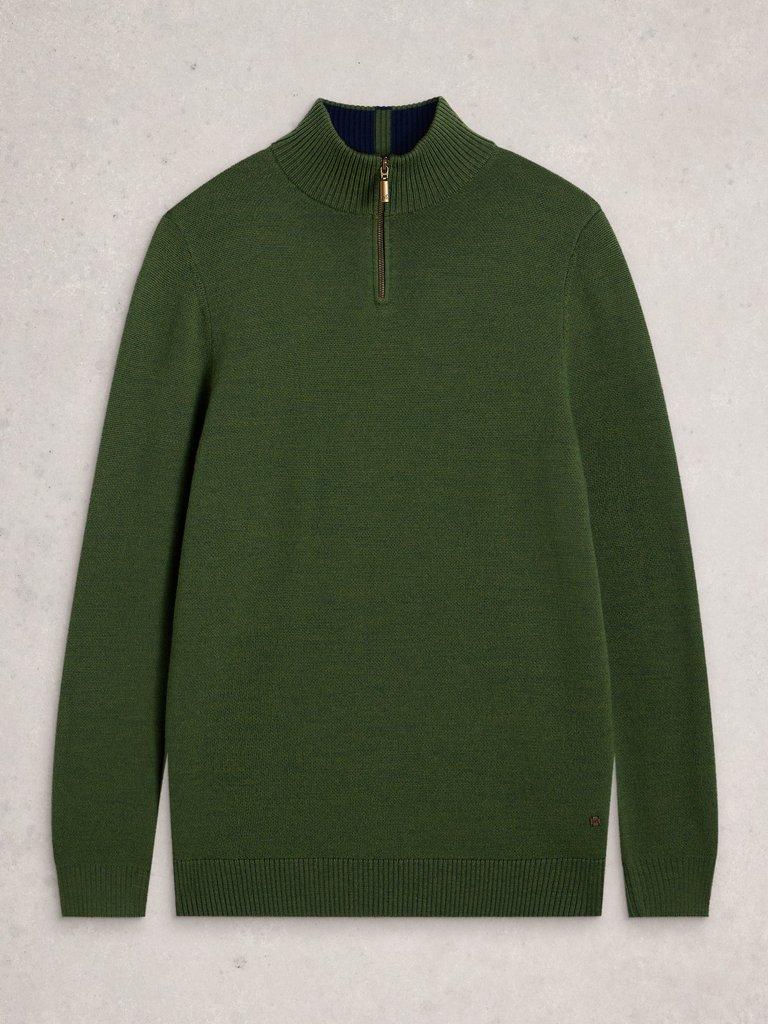 Newport Merino Funnel Neck in KHAKI GRN - FLAT FRONT