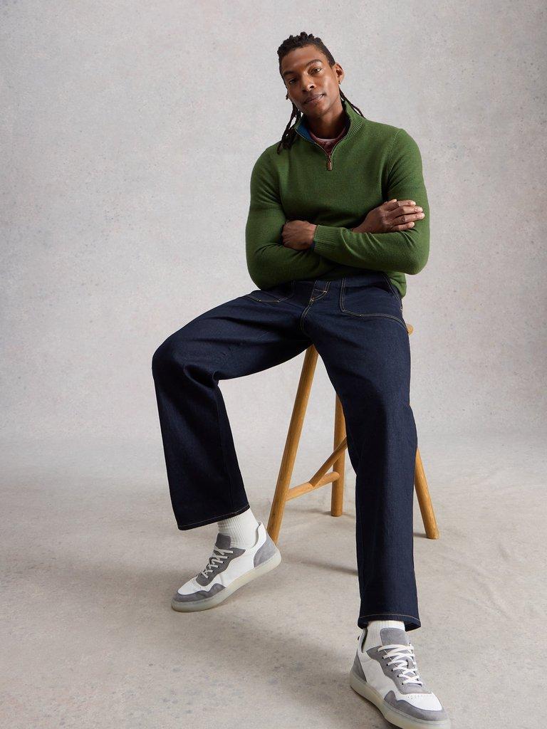 Newport Merino Funnel Neck in KHAKI GRN - LIFESTYLE