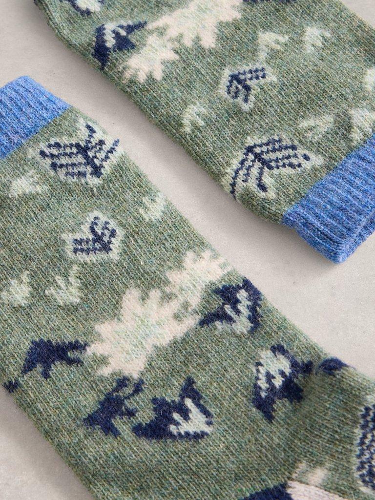 Forest Wool Sock in GREEN MLT - FLAT DETAIL