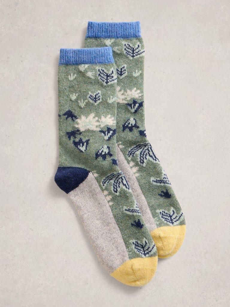 Forest Wool Sock in GREEN MLT - FLAT FRONT