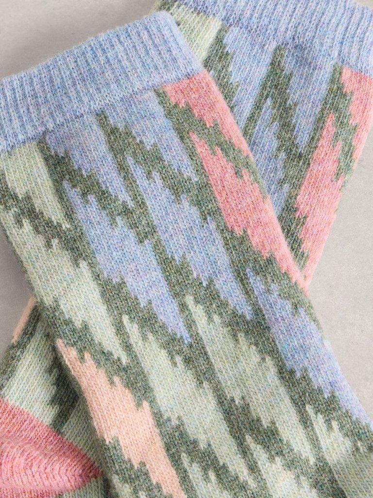 Geo Wool Sock in GREEN MLT - FLAT DETAIL