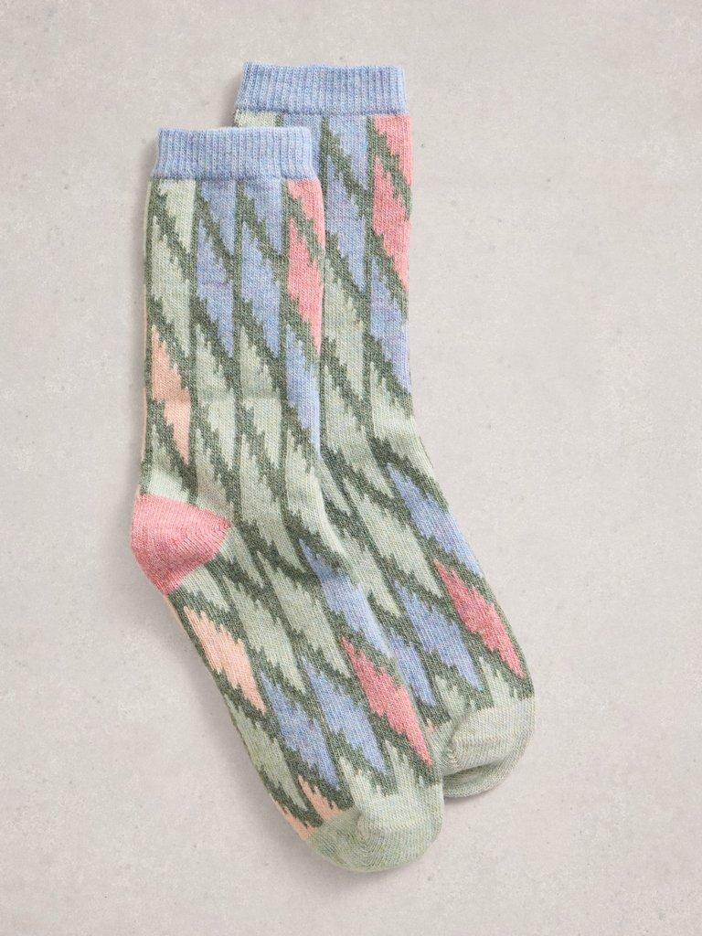 Geo Wool Sock in GREEN MLT - FLAT FRONT