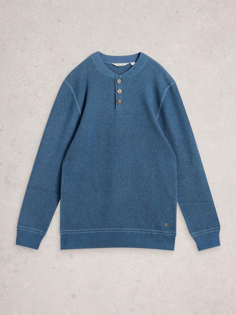Attadale Henley Jumper in INDIGO BLE - FLAT FRONT