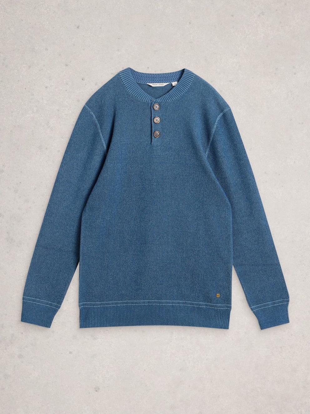 Attadale Henley Jumper in INDIGO BLE - FLAT FRONT