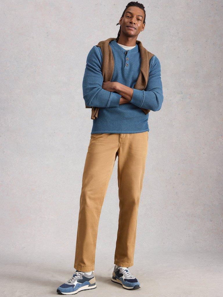 Attadale Henley Jumper in INDIGO BLE - MODEL FRONT