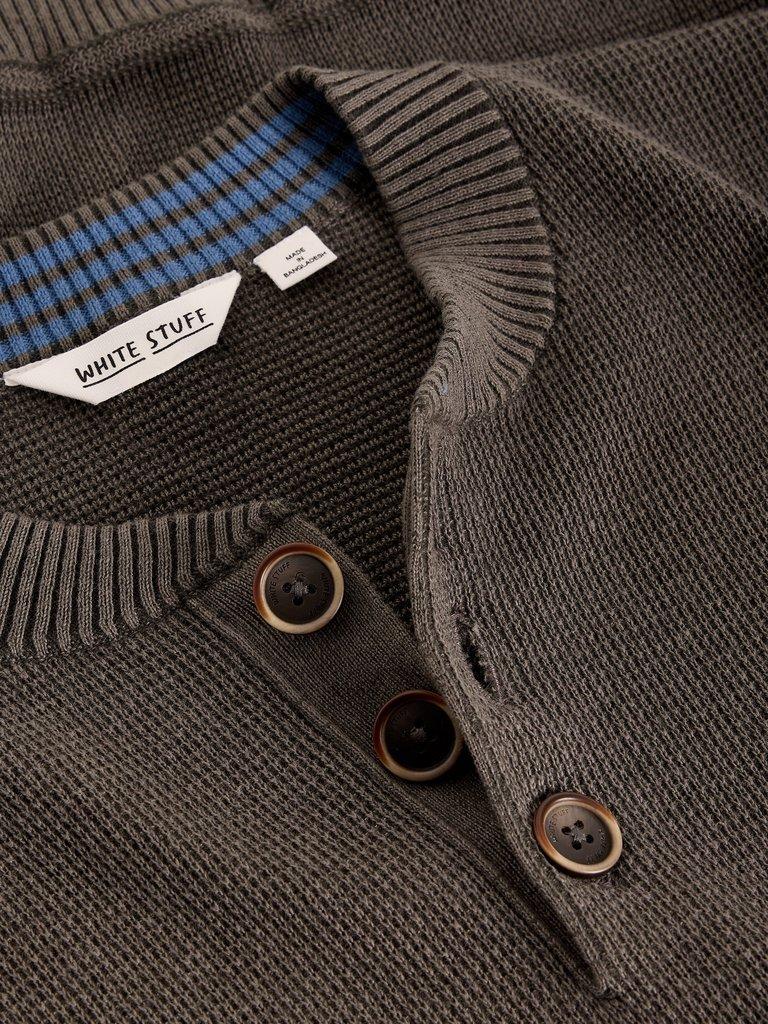 Attadale Henley Jumper in WASHED BLK - FLAT DETAIL