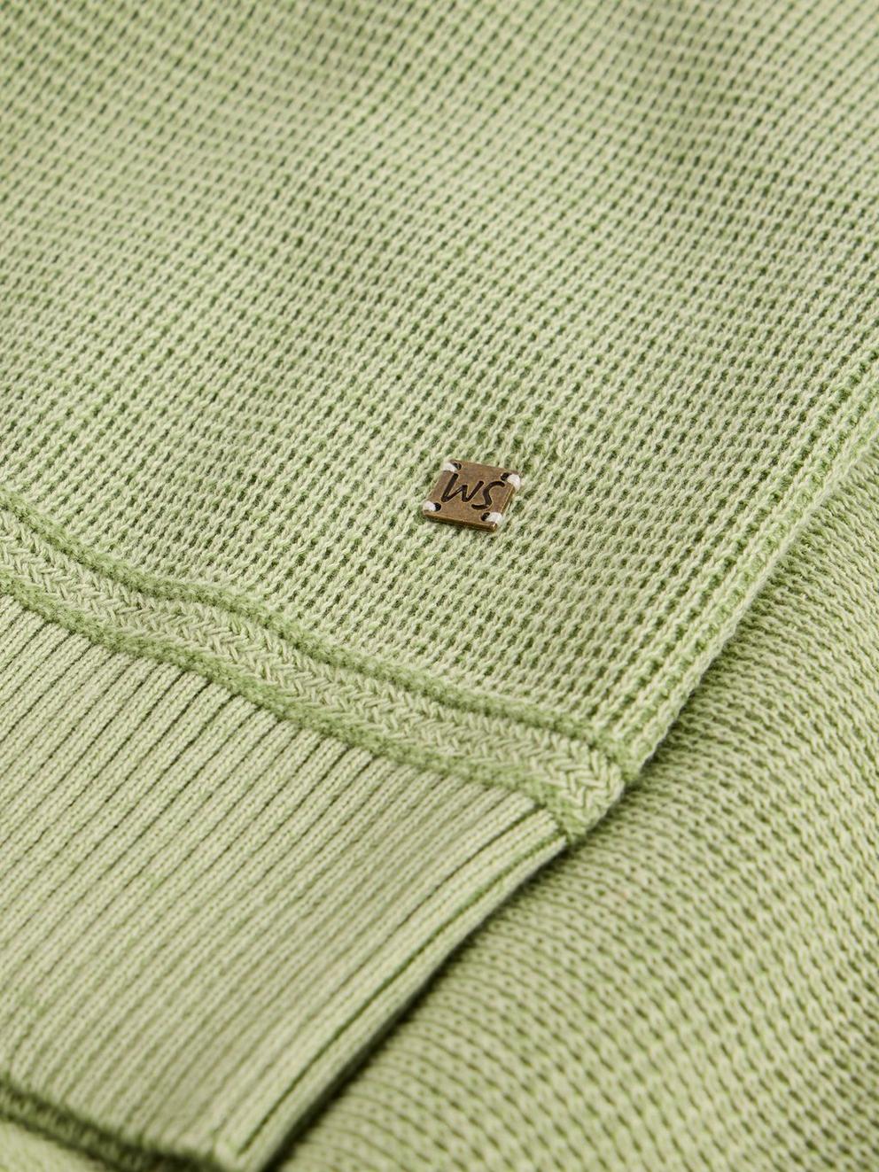 Attadale Plain Crew Neck Jumper in LGT GREEN - FLAT DETAIL