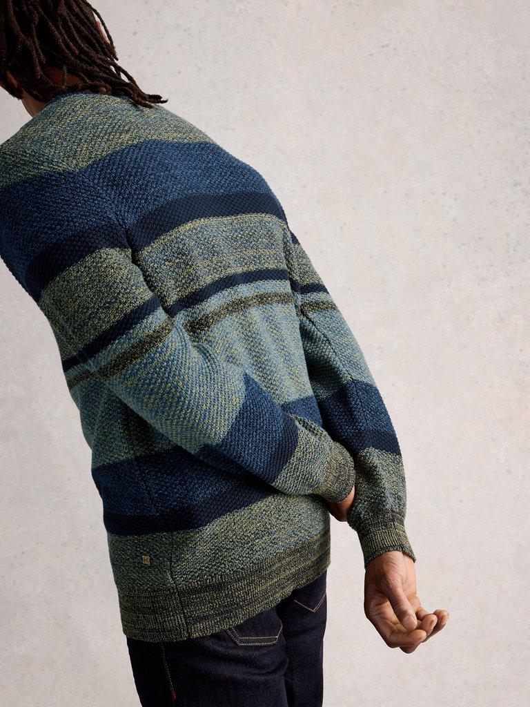 Twisted Crew Colourblock in NAVY MULTI - MODEL BACK