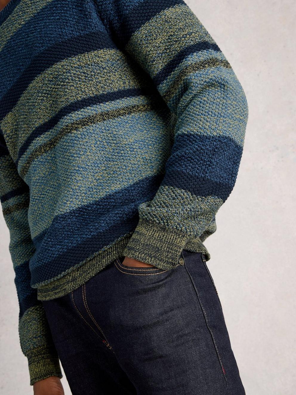 Twisted Crew Colourblock in NAVY MULTI - MODEL DETAIL