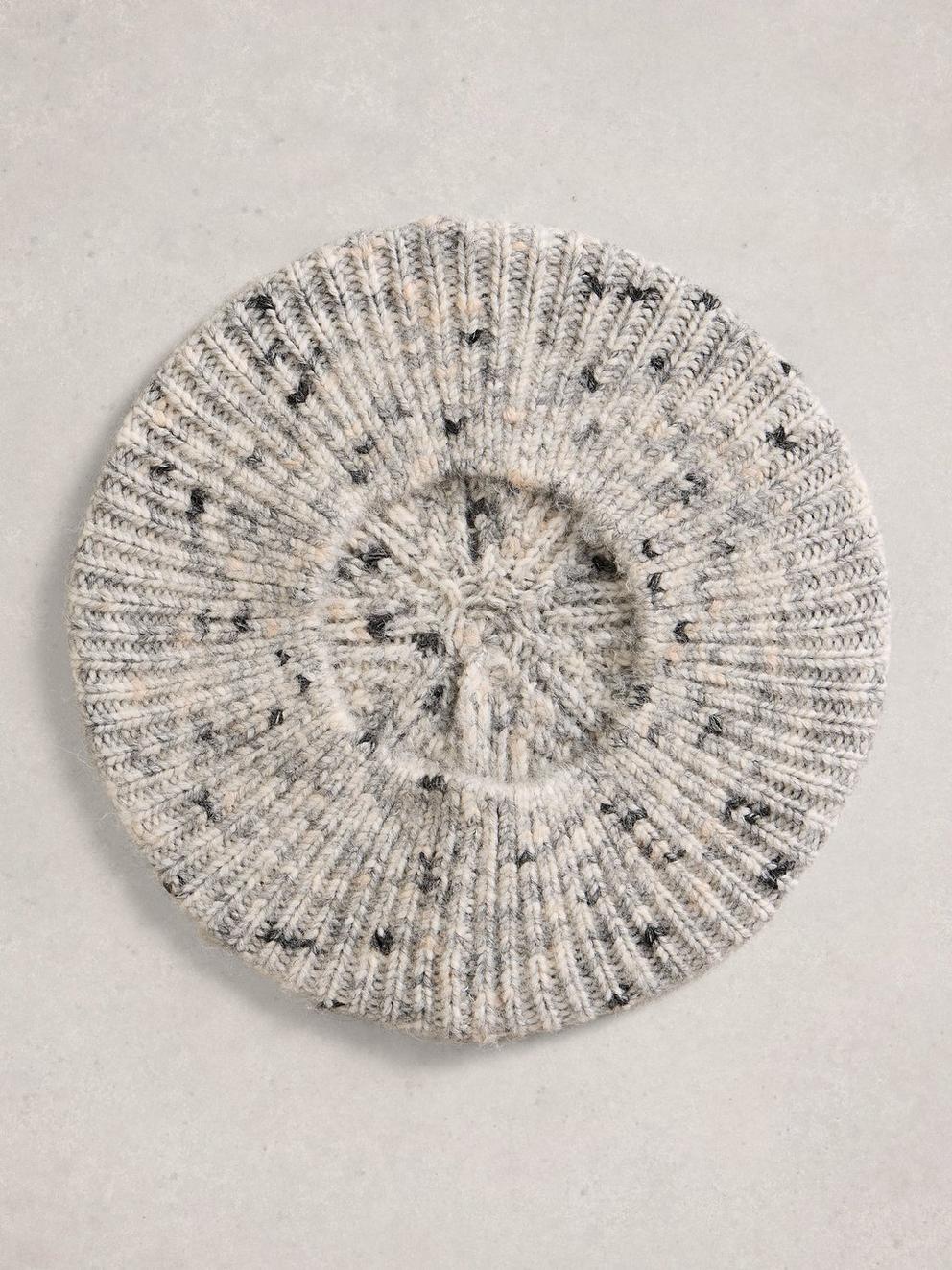 Spacedye Knit Beret in GREY MLT - FLAT DETAIL