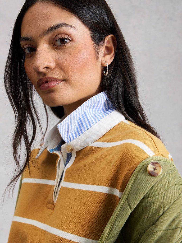 STELLA STRIPE RUGBY TOP in YELLOW MLT - MODEL DETAIL