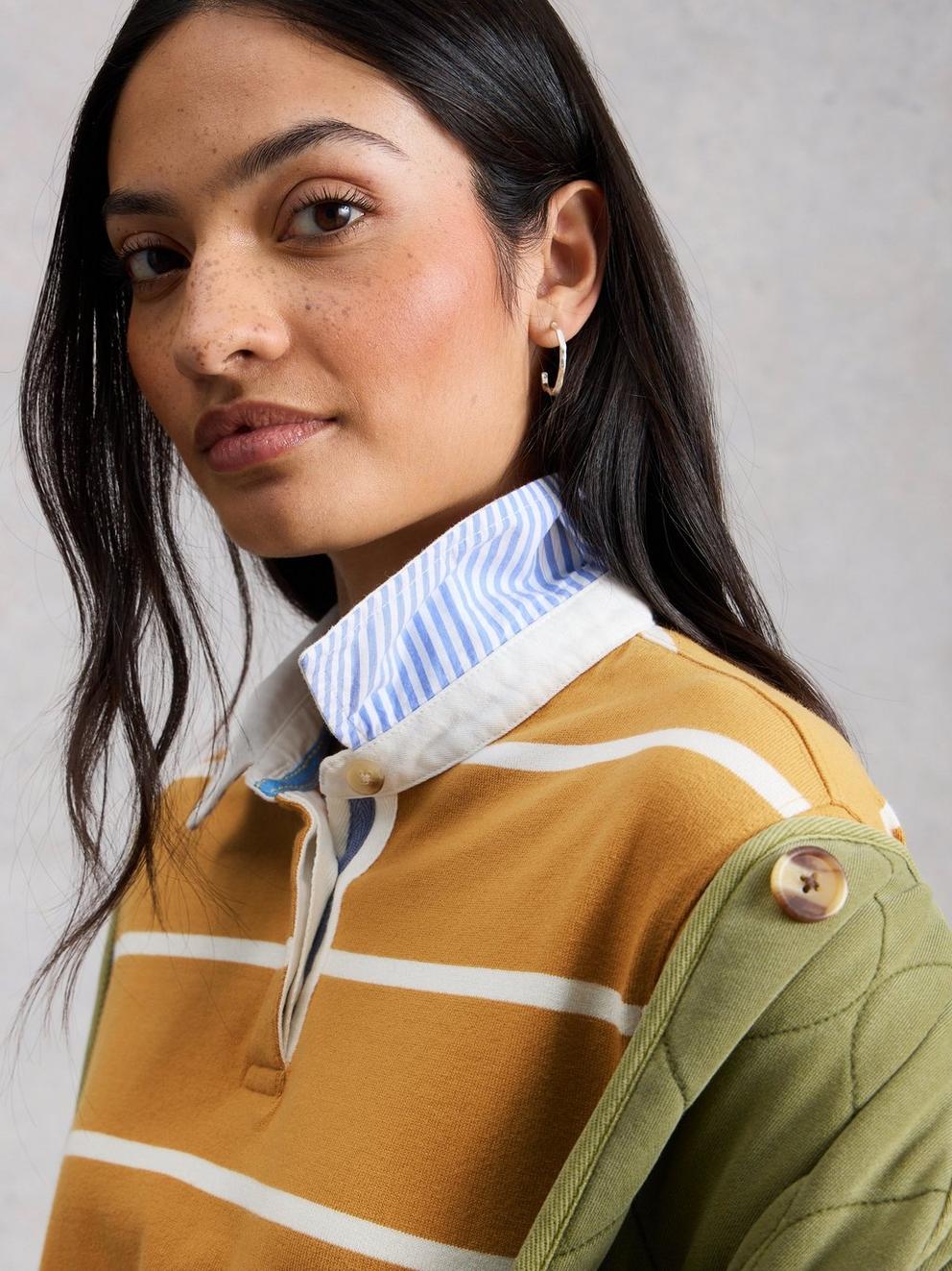 STELLA STRIPE RUGBY TOP in YELLOW MLT - MODEL DETAIL