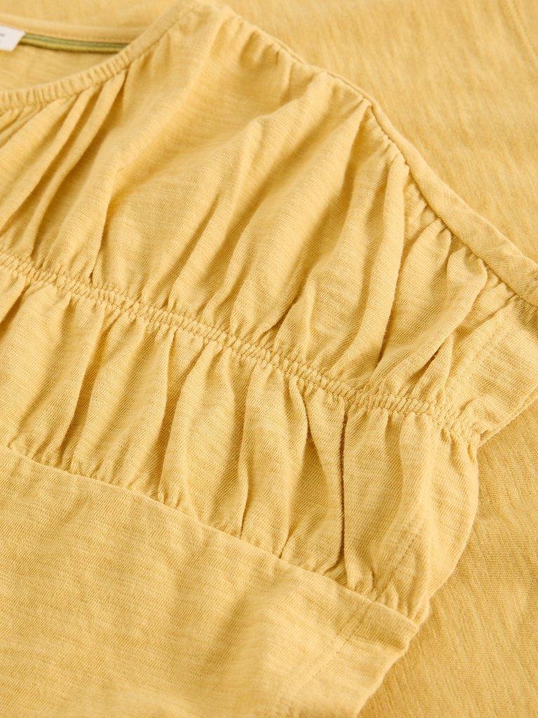 RACHEL RUCHED TEE in LGT YELLOW - FLAT DETAIL