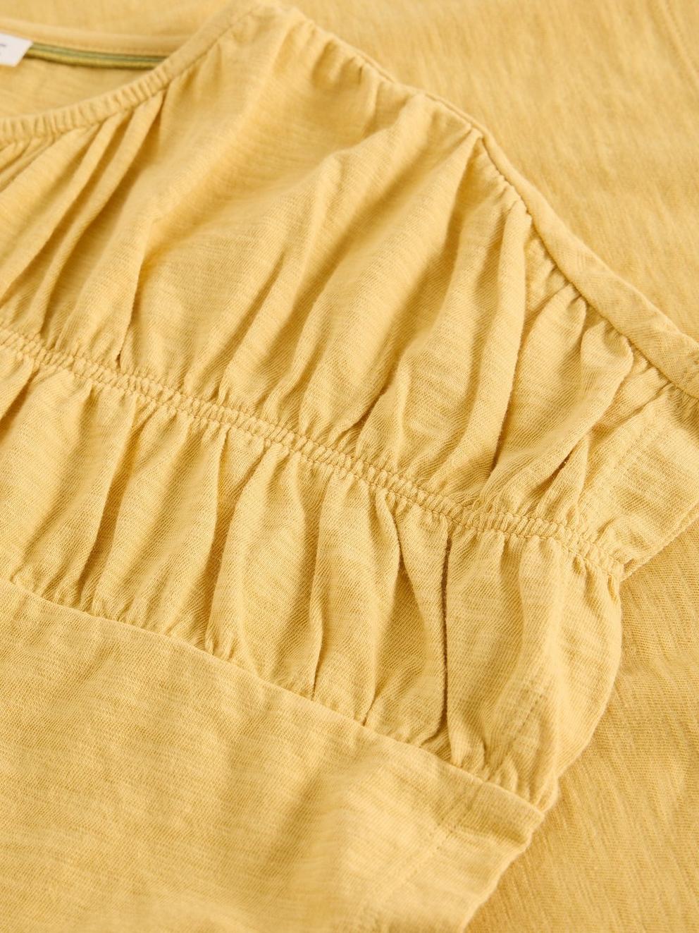 RACHEL RUCHED TEE in LGT YELLOW - FLAT DETAIL