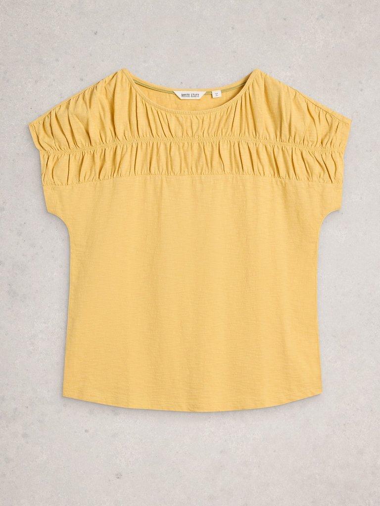 RACHEL RUCHED TEE in LGT YELLOW - FLAT FRONT