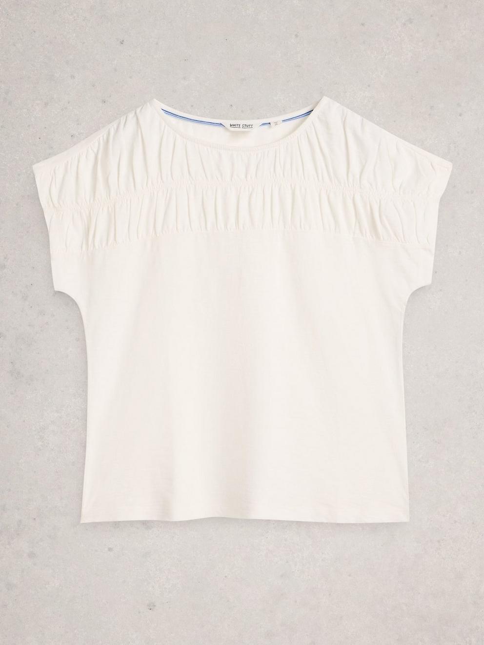RACHEL RUCHED TEE in NAT WHITE - FLAT FRONT