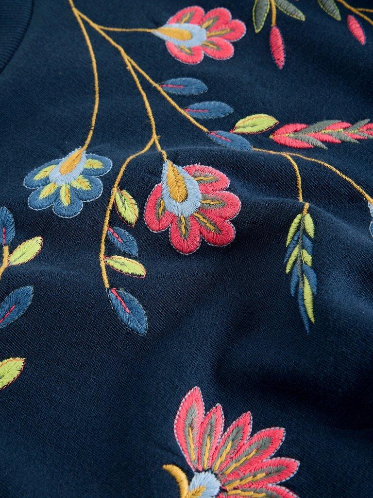 FLORAL EMBROIDERED SWEAT in NAVY MULTI - FLAT DETAIL