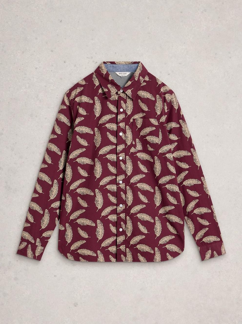 Feather Printed Shirt in RED PR - FLAT FRONT