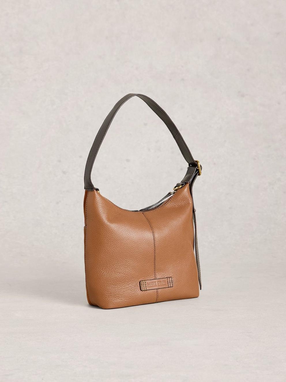 Mini Leather Sophia Crossbody in MID TAN - FLAT BACK