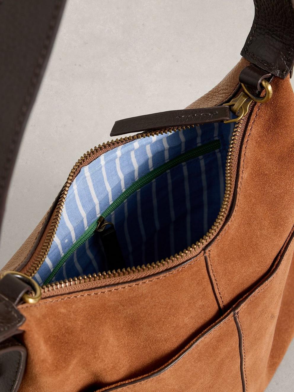 Mini Leather Sophia Crossbody in MID TAN - FLAT DETAIL