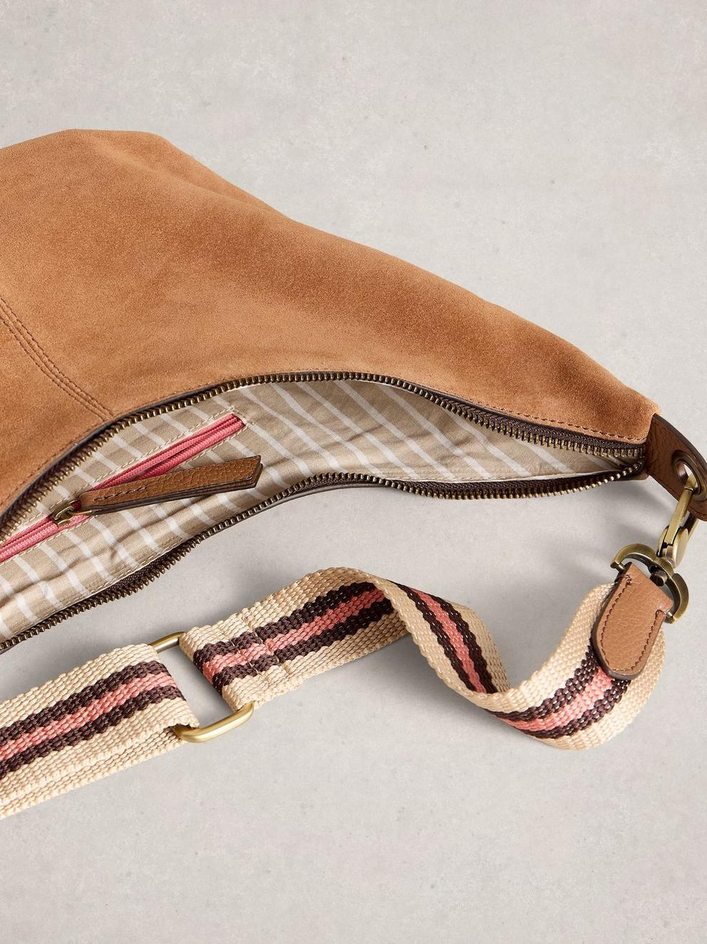 Natalie Crossbody Bag in MID TAN - FLAT DETAIL