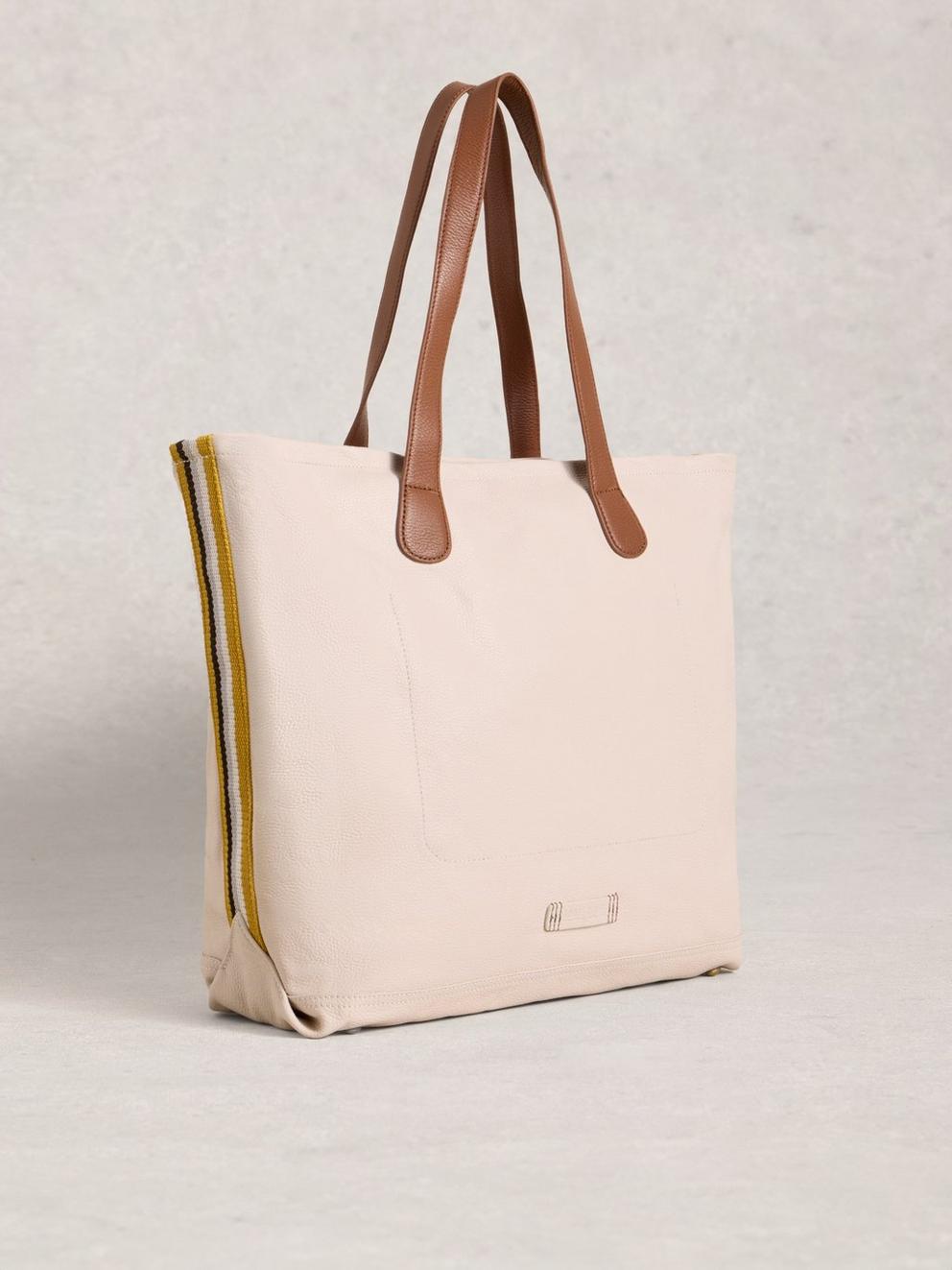 Natalie Tote Bag in PALE IVORY - FLAT BACK