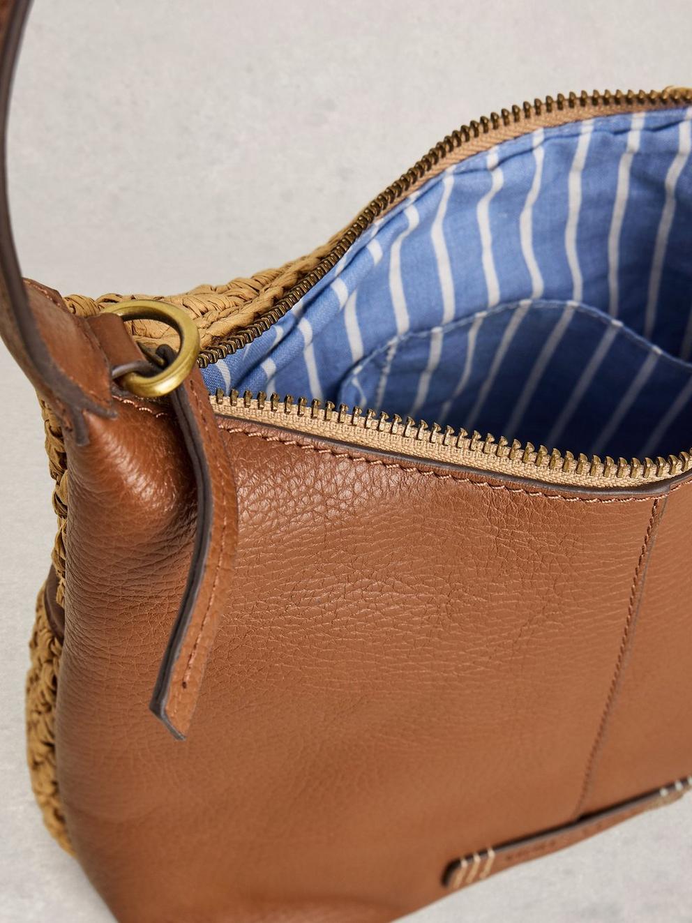 Mini Sophia Raffia Crossbody in DK NAT - FLAT DETAIL