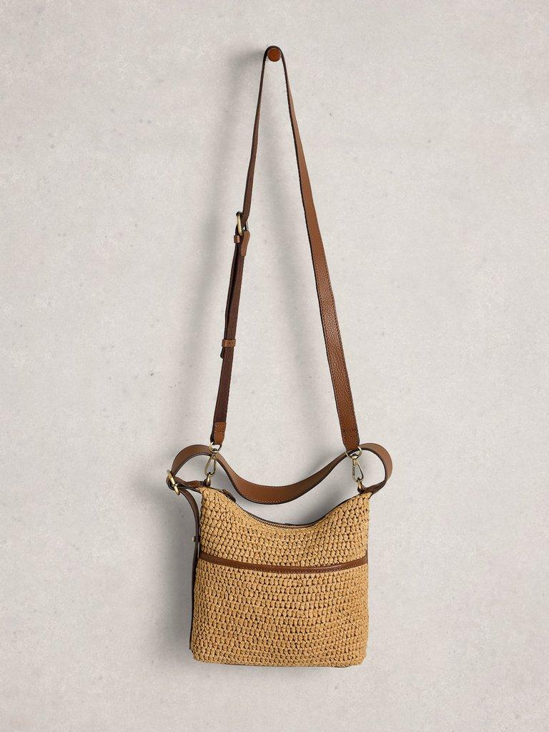 Mini Sophia Raffia Crossbody in DK NAT - FLAT FRONT