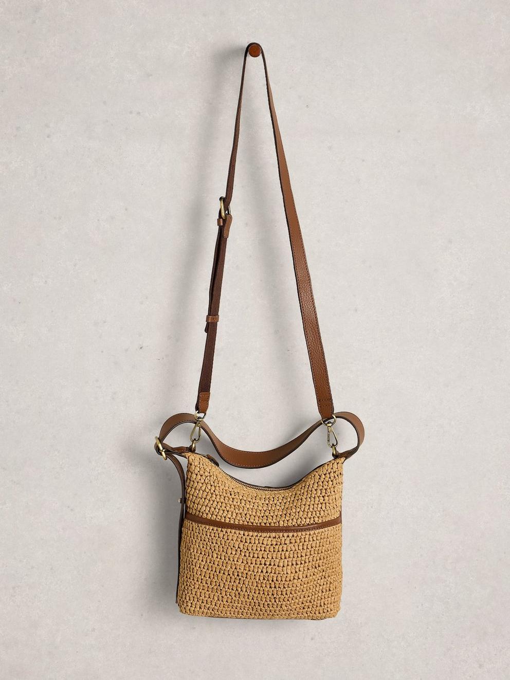 Mini Sophia Raffia Crossbody in DK NAT - FLAT FRONT