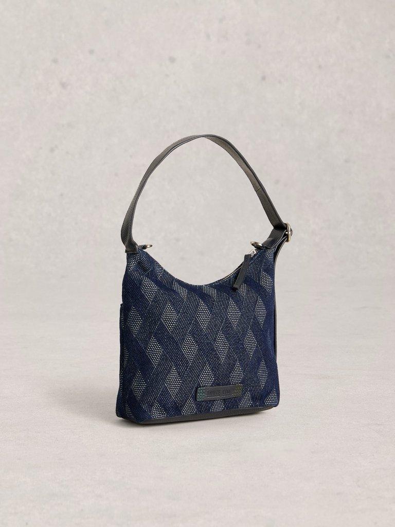 Mini Sophia Jacquard Crossbody in DK BLUE - FLAT BACK