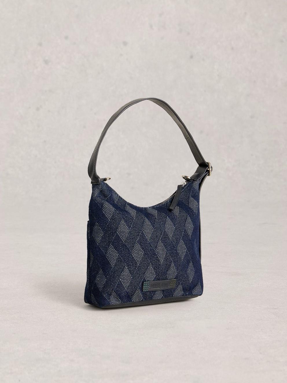 Mini Sophia Jacquard Crossbody in DK BLUE - FLAT BACK