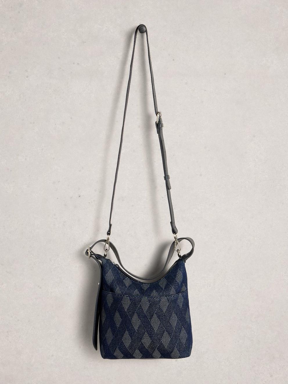 Mini Sophia Jacquard Crossbody in DK BLUE - FLAT FRONT