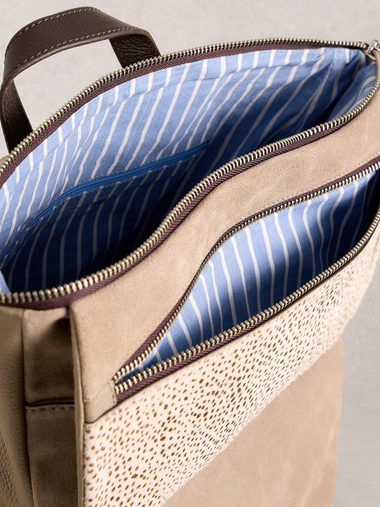 Tiggy Zip Leather Backpack in NAT MLT - FLAT DETAIL