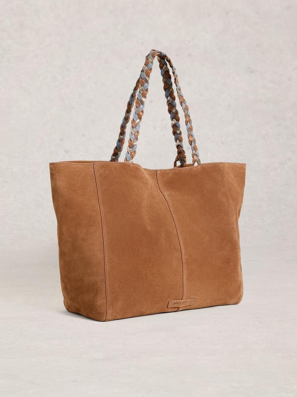 Tara Tassel Tote Bag  in MID TAN - FLAT BACK