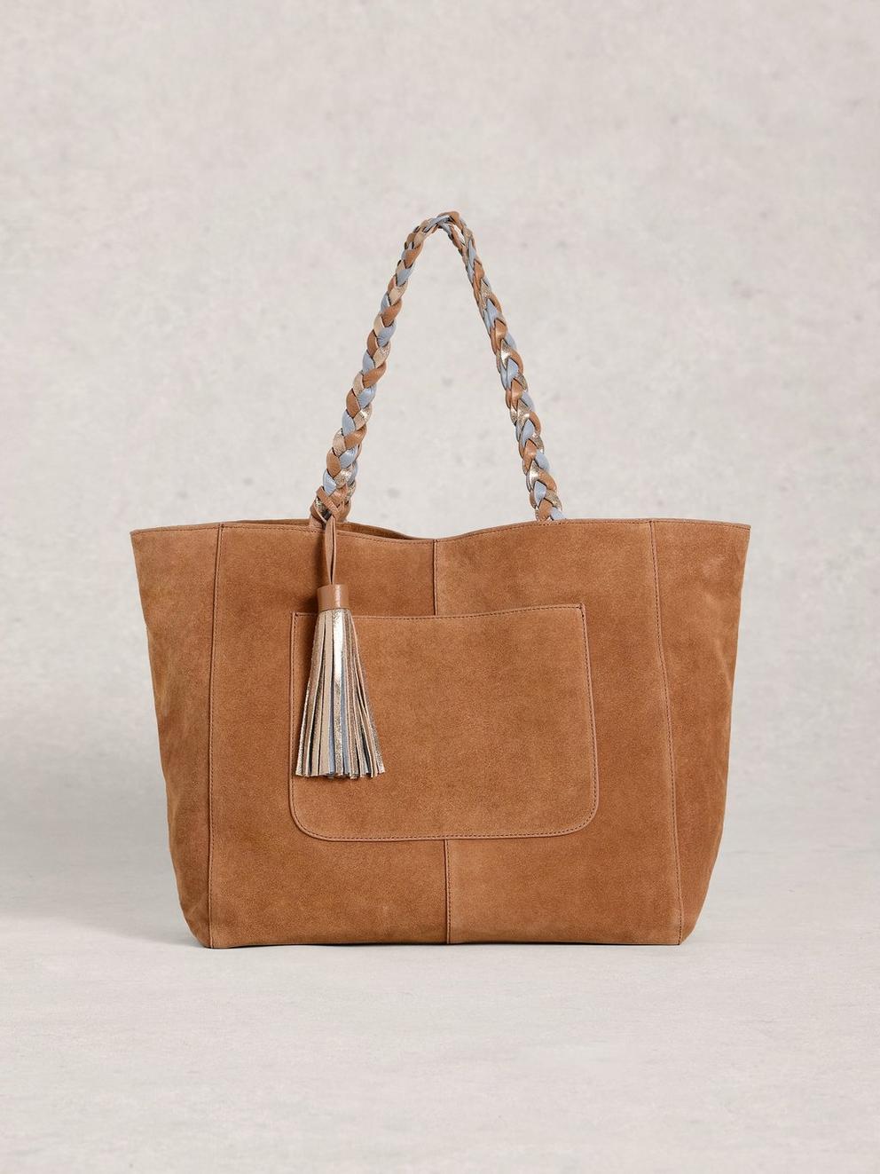 Tara Tassel Tote Bag  in MID TAN - LIFESTYLE