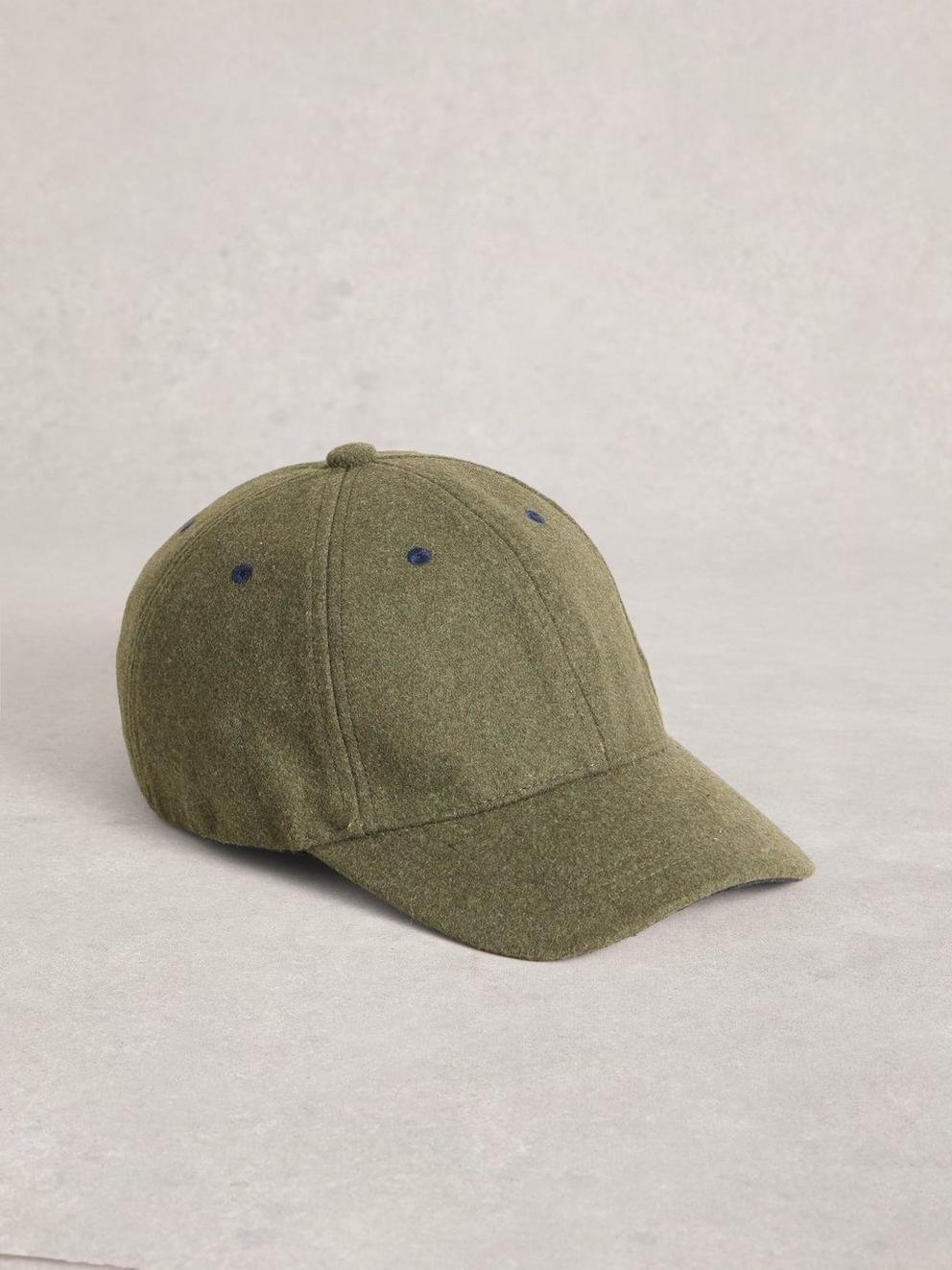Felt Baseball Cap in KHAKI GRN - FLAT FRONT