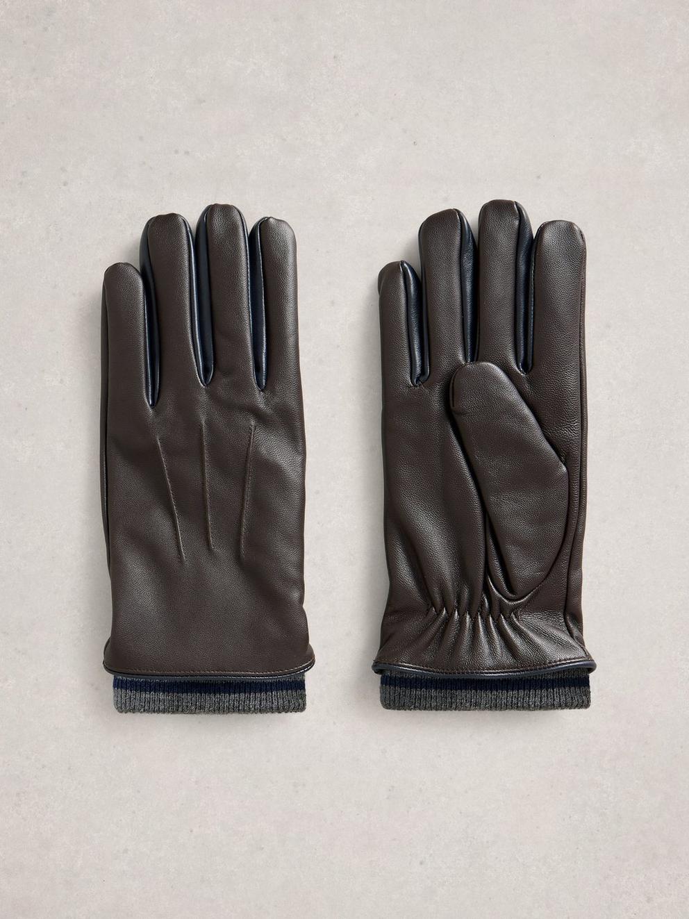 Levi Leather Glove in DK BROWN - FLAT BACK