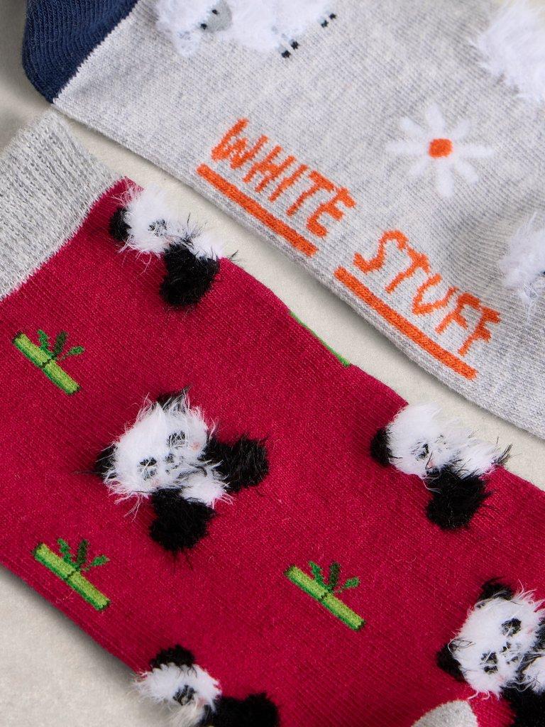 Fluffy Animal Socks 2 Pack in GREY MLT - FLAT DETAIL