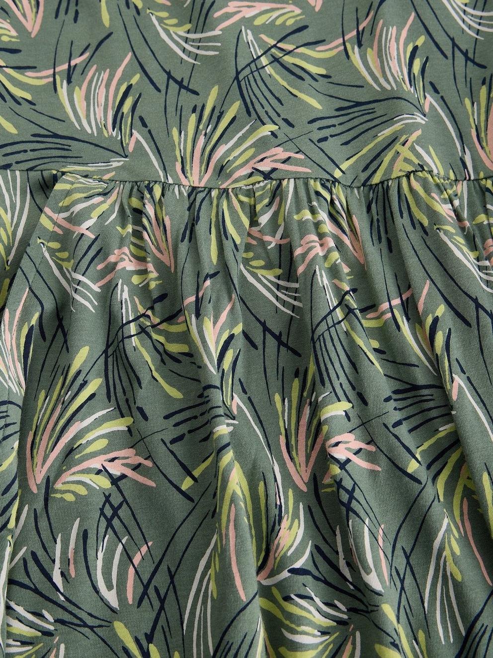 Leah Short Sleeve Jersey Midi Dress in GREEN PR - FLAT DETAIL