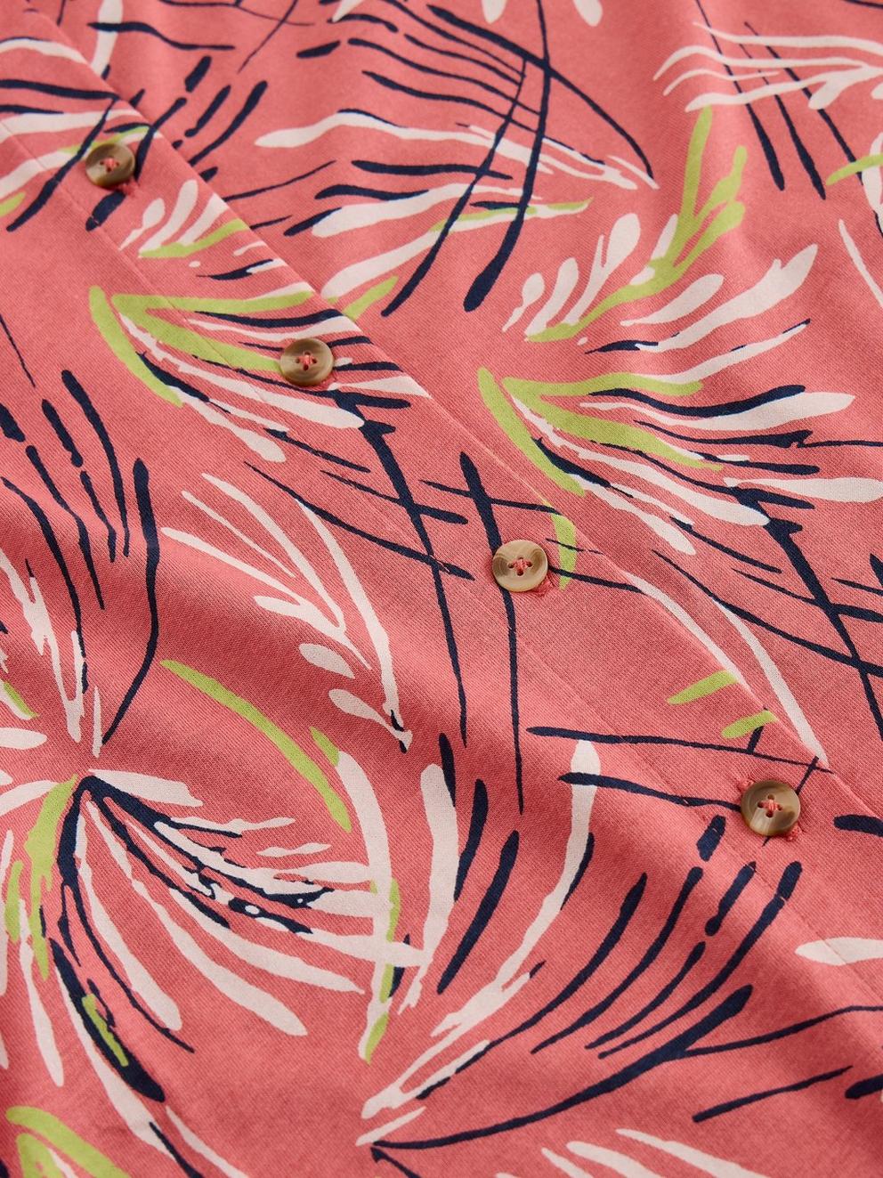 Rua Jersey Collared Short Sleeve Shirt Dress in PINK PR - FLAT DETAIL