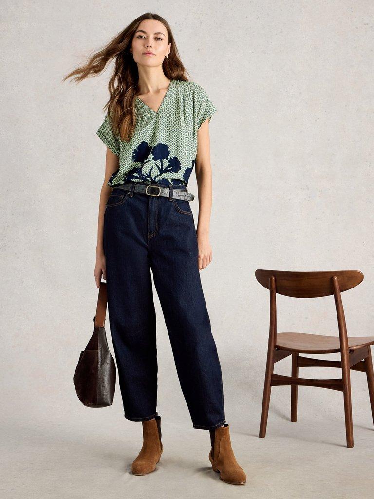 Kate Top in GREEN PR - MODEL FRONT