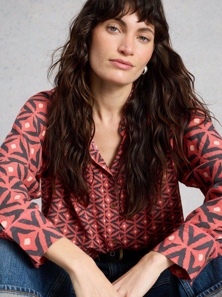 Harpreet Boyfriend Shirt in PINK MLT - LIFESTYLE