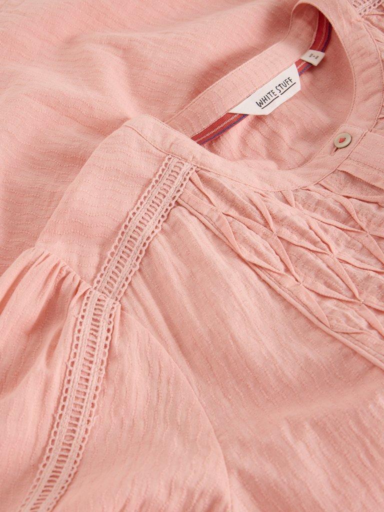 Rachel Smock Top  in MID PINK - FLAT DETAIL