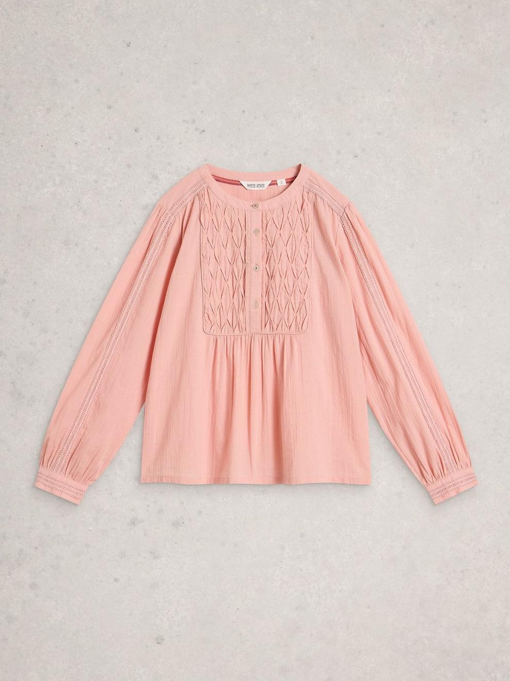 Rachel Smock Top  in MID PINK - FLAT FRONT