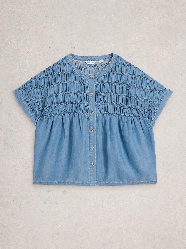 Tammie Chambray Shirt  in MID DENIM - FLAT FRONT