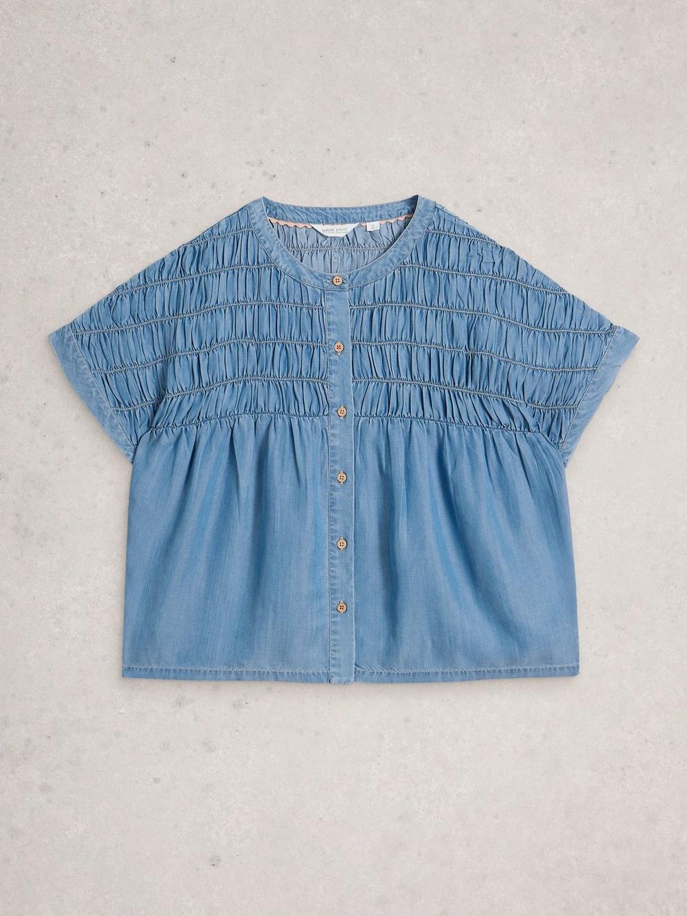 Tammie Chambray Shirt  in MID DENIM - FLAT FRONT