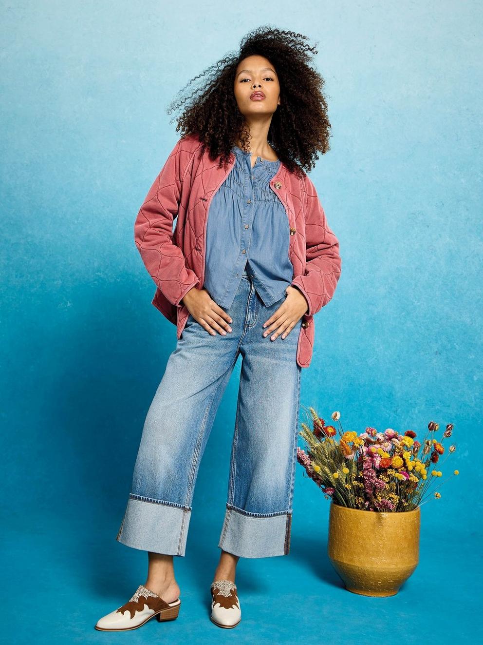 Tammie Chambray Shirt  in MID DENIM - MIXED