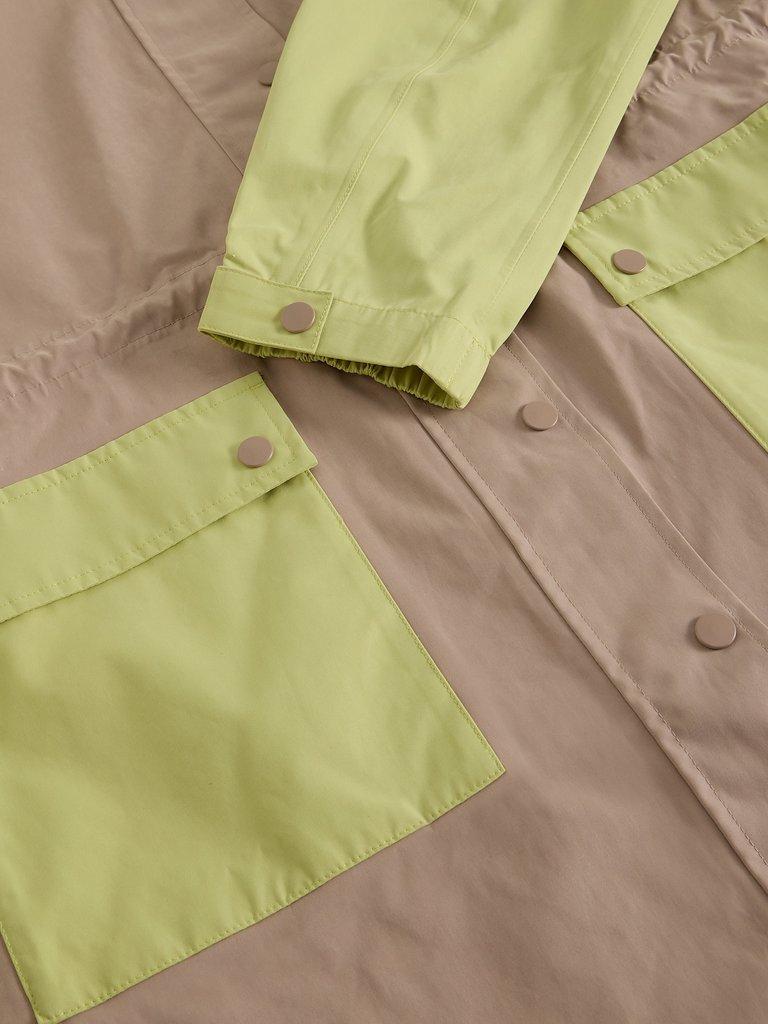 Beth Waterproof Hooded Coat in GREEN MLT - FLAT DETAIL