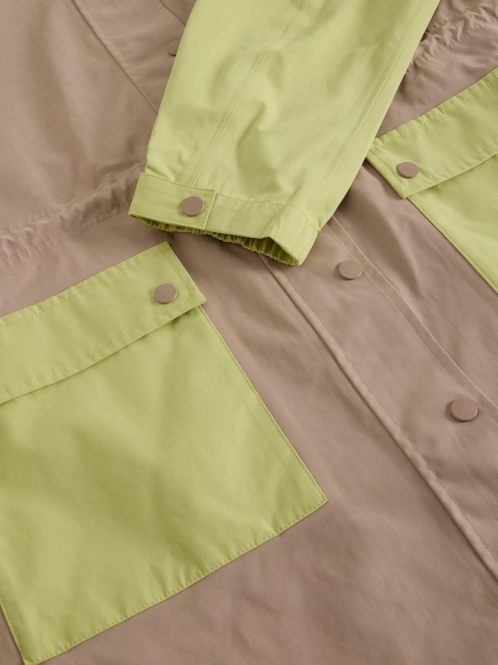 Beth Waterproof Hooded Coat in GREEN MLT - FLAT DETAIL